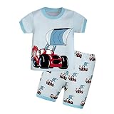 幼児用パジャマ、Little Boys Cartoon半袖2ピースパジャマセットwith Tシャツ&パンツ カラー: ブルー
