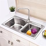 Homelava 流し台 キッチンシンク (蛇口なし) 2槽 #304ステンレス製流し台 (外寸：760*430*210mm)