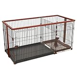 PETTOM ペットサークル 犬用ケージ 犬ゲージ ペットサークル 屋根付きセット ペットゲージ 犬ゲージトイレ別 ケージ ゲージ 室内 屋内 小型犬 中型犬 (ブラウン, 屋根なし)