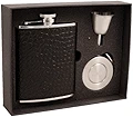 Visol"Beau Monde" Black Leather Stellar Flask Gift Set, 180ml