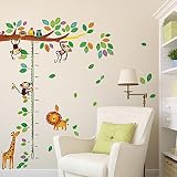 Cartoon Animals Growth Chart Wall Stickers Height Measurement Removable Wall Decals Home Decor PVC A