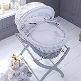 Izziwotnot Humphrey's Corner Sketchbook Baby Girl Wicker Moses Basket, Soft Grey by Izziwotnot
