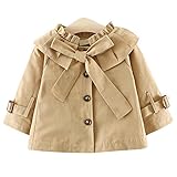 YY-Natuhi ベビー服 子供服 女の子 アウター コート かわいい キッズ ジャケット リボン カーディガン 長袖 おしゃれ 女児 防寒 防風 トレンチコート 通園 通学 (90cm, 2カーキ