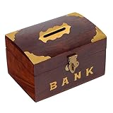 クラフトアートインドブラウンハンドメイド木製長方形Money Bank /貯金箱/コインボックスcai-hd-0198-c