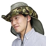作業用帽子 涼かちゃん 迷彩テンガロンハット 883 グリーン (Ｍサイズ)