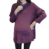 Baby-mine(ベイビーマイン) マタニティ ニット セーター ワンピース 暖かい 紫 パープル 明るい オフィス エレガント きれいめ ゆったり ドルマンスリーブ (パープル)