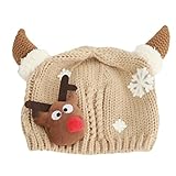 冬のベビーキッズクリスマス帽子暖かい鹿かぎ針編みは6-12ヶ月の赤ちゃん-カーキのための最高の贈り物キャップ