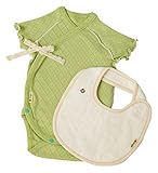 yuga☆【箱入り】「前あきボディ半袖 70cm +今治スタイ 2点セット セージ染め」 オーガニックコットン100% 天然染め ベビー 服 男の子 女の子 兼用 出産祝い プレゼント 綿100% お