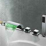 Rozinsanitary LEDカラー変更ウォーターフォール浴室浴槽蛇口5点ミキサータップwithハンドシャワー