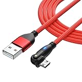 Micro USB ケーブル Ｌ字型 180度回転 急速充電 高速データ転送 マイクロ USB ケーブル 強化TPE製 USB Type A to マイクロb ケーブル Micro充電コード Android スマホ充電Type-B PS4 コントローラー イヤホン USBコード Android充電 (1m)