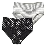 西松屋 EDM 2枚組ローライズショーツ（ドット・ボーダー）【M-L・L-LL】 マタニティ L-LL グレー＆ブラック