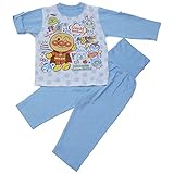 【本体綿100％】2018年 夏物 アンパンマン ニット楊柳 腹巻付き 長袖パジャマ Anpanman サックス◇80cm