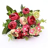 造花、人工花、模造バラ、ウエディング―フラワ―、インテリアの花ＤＩＹ、花芸術、人工観賞花 (ビッグレッド)