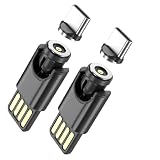 540度回転 磁気USBアダプターコネクターUSB 2.0オスからType C オスコンバーター 1ピン 2.4Aブラック