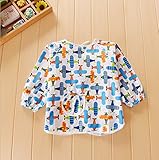 幼児 子供 エプロン ベビー 長袖 スモック 食事用 お絵かき用 泥遊び用 入園 保育園用 1-2歳 (飛行機柄（ブルー）)