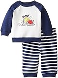 Little Me Baby-Boys Newborn Sports Quilted Pant Set Navy Stripe 6 Months [並行輸入品]