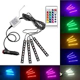 4ピース12ボルト車のrgb led drlストリップライト5050smd車オートリモート制御装飾フレキシブルledストリップ雰囲気ランプキット霧ランプ