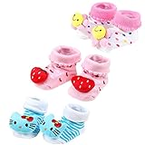 Tortor 1bacha(JP) 靴下　ベビー　ベビー靴下　赤ちゃん　キッズ　キッズ靴下　ソックス 滑り止め付きカジュアル　出産祝い　くつ下　可愛い　星　犬　パンダ　3足セット　6足セット (S, 