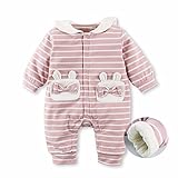 Baby Nest ベビー服 前開き 長袖カバーオール ロンパース 裏起毛 防寒 秋冬用 女の子 コットン ピンク 6-9M