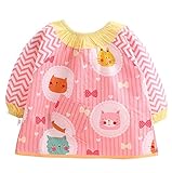 minimumkobe（ミニマム神戸）こども 防水 加工 長袖 スモック エプロン 幼稚園 保育園 (90, ピンク)