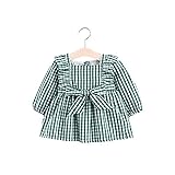 ベビー服ワンピース 子供服 女の子 Pojour 長袖ドレス 可愛い格子縞 秋冬 オシャレ 通園 発表会 旅行 記念日 プレゼント