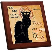 Amazon.co.jp: スタンラン『 黒猫 』の木枠付きフォトタイル 2