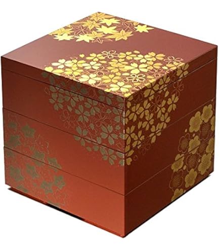 漆器 重箱 5段 黒地 金色松 漆器 重箱 5段 黒地 金色松