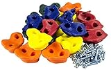 20 Assorted Rock Climbing Holds with Hardware for up to 1" Thick Installation - Swing Set Accessorie