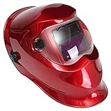 lightboy 光ソーラー自動暗くなる溶接のヘルメット大型ビューアーク溶接フードマスク溶接マスク(赤)