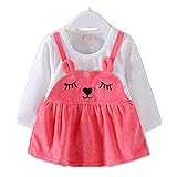 Candykids 女の子 フォーマル ドレス ワンピース 子供服 ガールズ ワンピース チュニック リボン あったか 子供 キッズ 長袖 女の子 ガールズ ワンピース (90cm, ピンク)