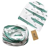 iZivかわいい赤ちゃん帽子スカーフ幼児ソフトコットン帽子とスカーフセット、0-2歳のファッションスタイル春秋（クロコダイル）