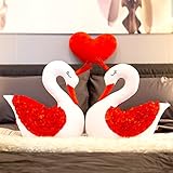ベッドクッションクリエイティブFigurine Plush結婚ギフト枕Swan押し人形ペア 45 * 45cm 24969