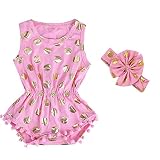 Free FisherベビーガールズノースリーブドットRomper withヘッドバンド カラー: ピンク