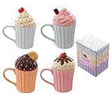 Egg n Chips London - Fun Ceramic Cute Cupcake Mug with Lid