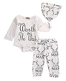 Happyハッピー耳　ロンパース　ズボン　ベビー　帽子付き　三点セット　夏　ロングスリーブ　男女兼用　レター　鹿角　プリント　ホワイト　可愛い　70　80　90　95 (80, WORTH プリント)