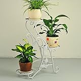 3階アイアンフラワーシェルフは、屋内屋外リビングルーム用の花鉢3個を収納可能ホワイト、ブラウン、ブラックオプション (色 : A)