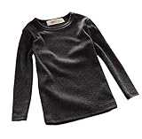 Plus Nao(プラスナオ) 長袖カットソー Tシャツ ロンT トップス 子供服 キッズ KIDS シンプル 無地 定番 ベーシック ラウンドネック クルー 130cm ダークグレー