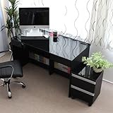 デスク 幅 120cm チェスト 2段 2点セット 120x60x70cm ブラック 型番:130925141035 09K