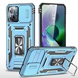 [Taosan] moto g64 5G / g64y 5G 対応 ケース リング付き TPU+PC 二層構造 耐衝撃 軽量 360度回転 スタンド機能 カメラ保護 傷防止 (ブルー, Moto G64)