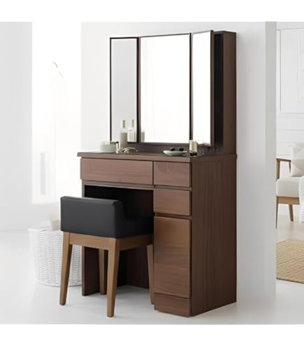 美品 ISSEIKI 一生紀 PANELA パネラ ドレッサー 3面鏡 60 ライトブラウン スツール付 寸法:幅60×奥行40×高さ131.3cm ISSEIKI PANELA DRESSER 3 MENBOX 60 (MF-WH) | 【公式オンライン
