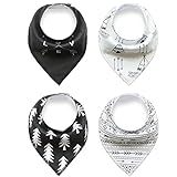 Mamimami Home ファッション ビブ ベビー 三角 よだれかけ コットン 柔らかい スナップ サイズ調整可能 お食事 外出 用 4枚セット