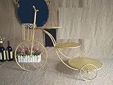 YI LU Deng JU- ヨーロッパスタイルの創造的な鉄のケーキのケーキの自転車の結婚式の3つのペストリーラックフラワーラックの台所のラックのデザート (色 : ゴールド)