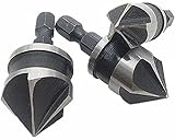 UNHO 面取り カッター カウンタシンク 六角シャンク 3本セット 12mm 16mm 19mm 90度 5刃 ドリル ビット 木工 鉄工