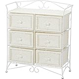 エレガントアイアンバスケットチェスト 幅72cm高さ85cm ホワイト RAN-5206WH hg-ran-5206wh