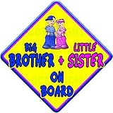 (SUN) BIG BROTHER + LITTLE SISTER ON BOARD (like baby on board sign) Non Personalised novelty baby o