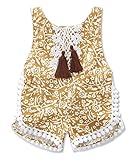 StylesILove幼児ベビーガールズコットンレース花Sunsuitロンパースwithタッセル カラー: イエロー
