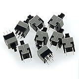uxcell 押しボタンスイッチ　電子スイッチ　6ピン　DPDT 0.5A 50V DC　モーメンタリ　ブラック　9個入り