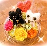 プリザーブドフラワー　オルゴール　ハートキャットガーデン　ゴールドローズ