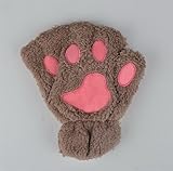 Excellent.advanced? 冬の女性かわいい猫の爪足ぬいぐるみミトン ショート手袋指なし手袋半指