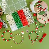 Lakymisy 約586点 手芸ビーズセット ブレスレット 作成キット 赤 緑 クリスマステーマ 雪だるま クリスマスツリー サンタ ペンダント アクリルビーズ ハンドメイド ネックレス ピアス キーホルダー 手作り素材